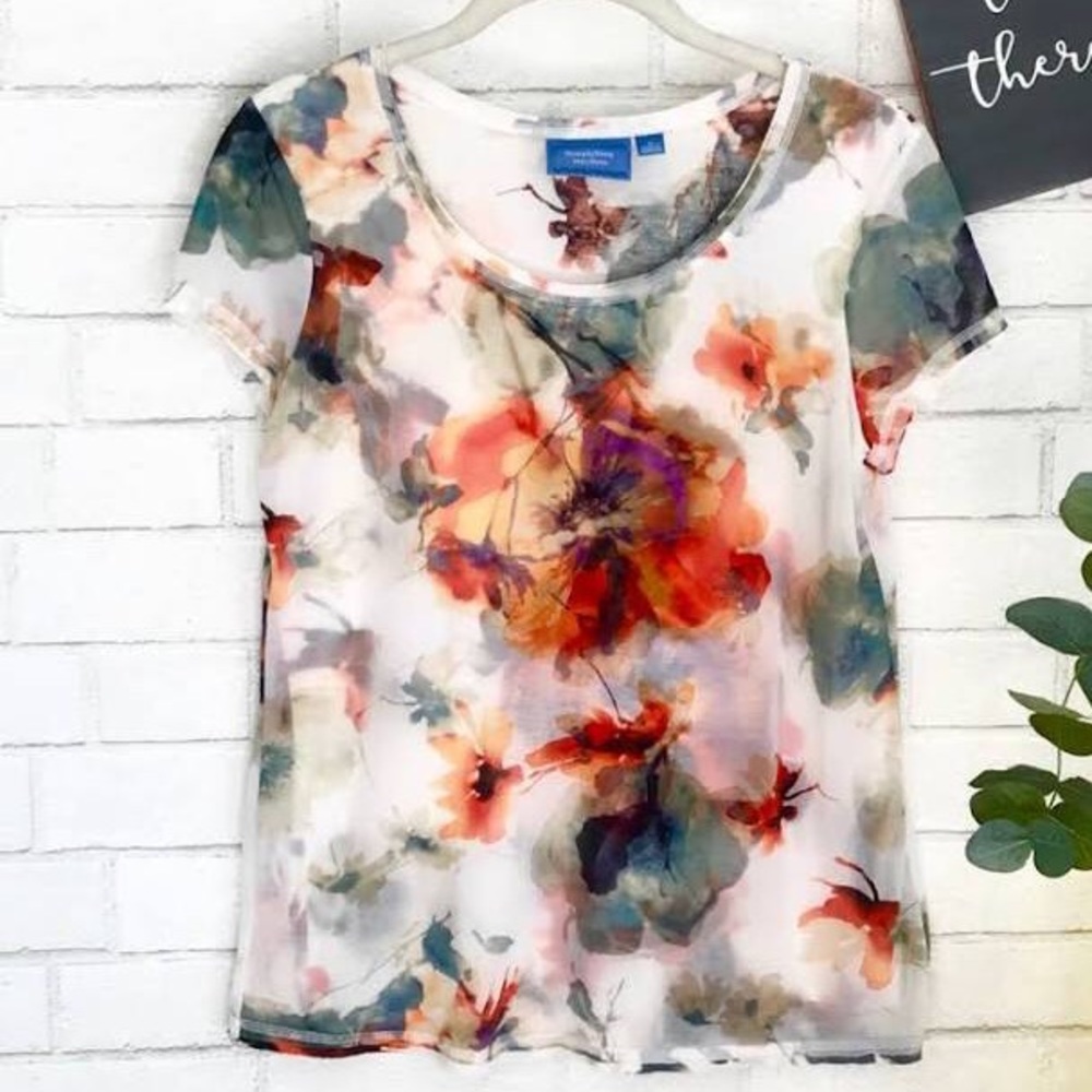 Simply Vera Floral Top - Layered Blouse - Size S